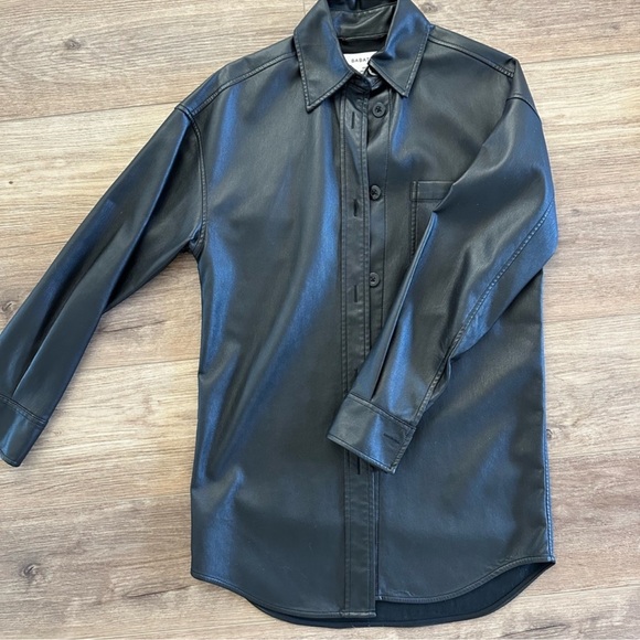 Aritzia Babaton Pelli Faux Leather Shirt Jacket Black XXS - Picture 5 of 15